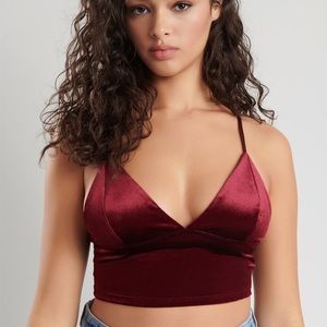 Garage velvet suede crop tank top